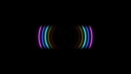 Abstract Neon Rainbow Arcs on Black Background Modern Minimalist Design for Digital Art The image