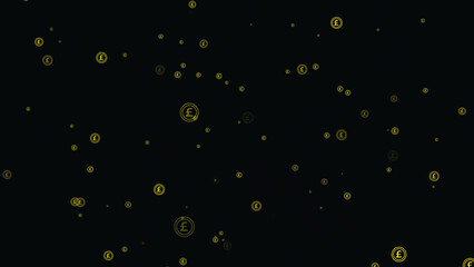 Floating British Pound Symbols on a Dark Background Illustrating Financial Concepts and Currency...