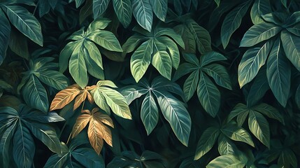 Lush Tropical Foliage Background.