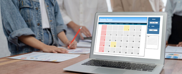 Calendar on computer software application for brisk schedule planning for personal organizer and...