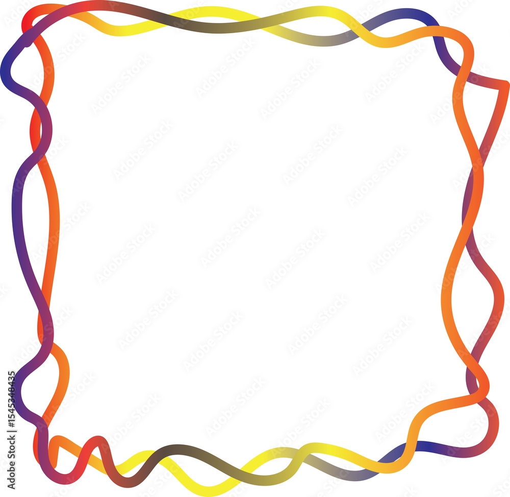 Poster color line shapes with gradient frame on transparent background. modern abstract border design for w