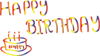 Color Line Shapes with Gradient and Happy Birthday Text for Kids. Bright and Fun Birthday Card Design with Abstract Background for Children