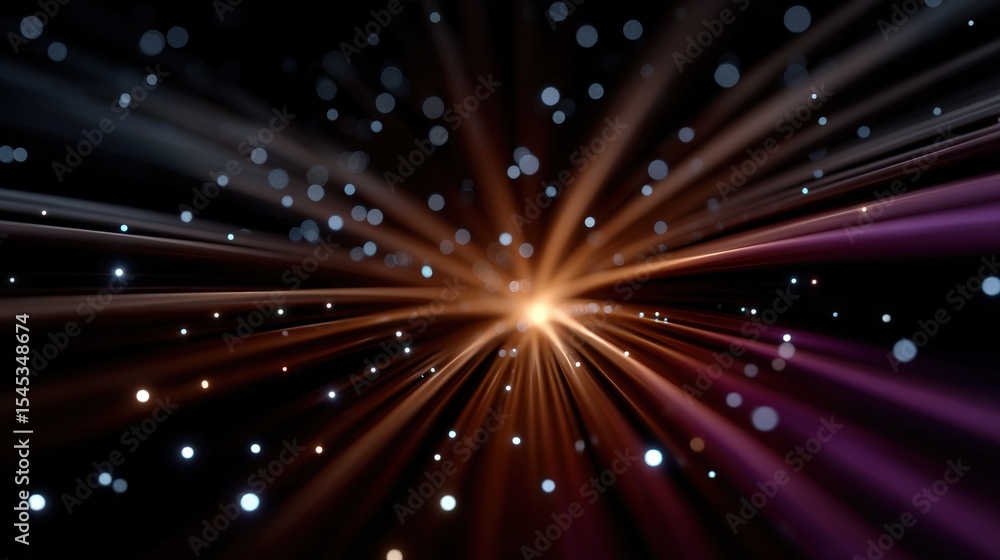 Poster cosmic rays and bright lights in space creating stunning backdrop
