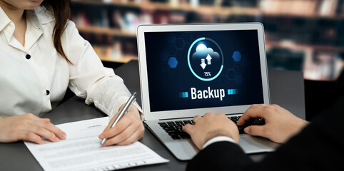 Backup Storage Data Internet Technology Business concept. Database storage cloud technology file...