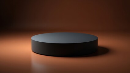 Dark Gray Cylindrical Platform Brown Background pedestal