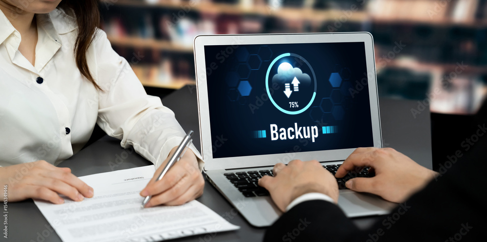 Poster backup storage data internet technology business concept. database storage cloud technology file dat