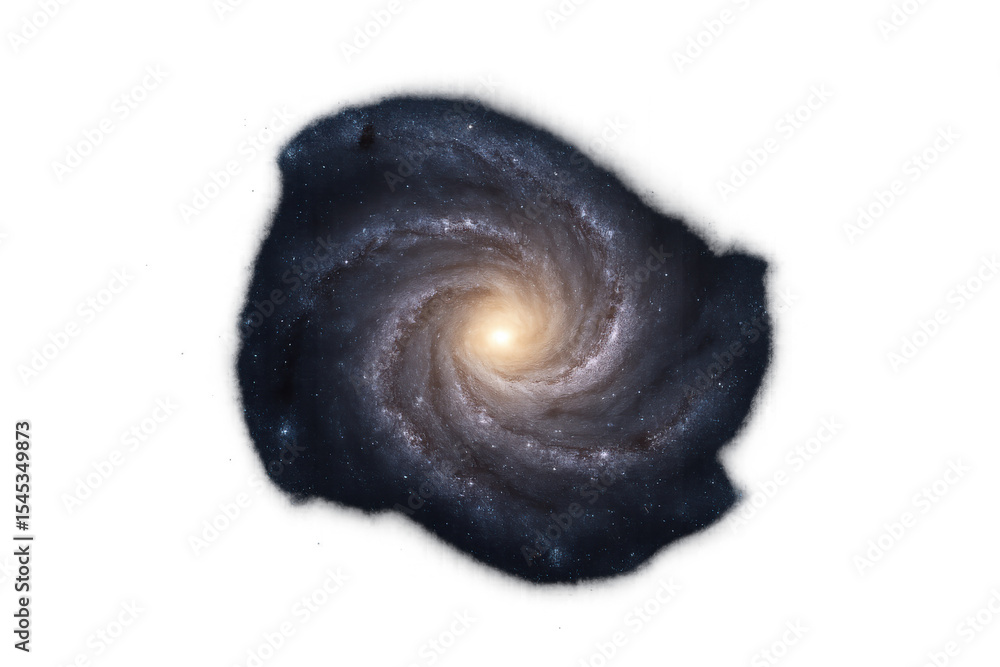 Poster majestic spiral galaxy rotating in the vast expanse of deep space, isolated on a transparent backgro