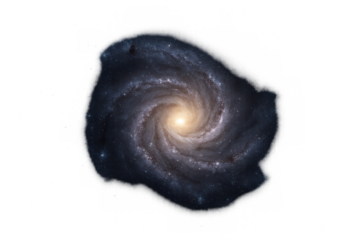 Majestic spiral galaxy rotating in the vast expanse of deep space, isolated on a transparent background for easy integration into various projects