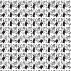 This black and white geometric floral vector seamless pattern offers a versatile texture for fashion, textile, and wallpaper