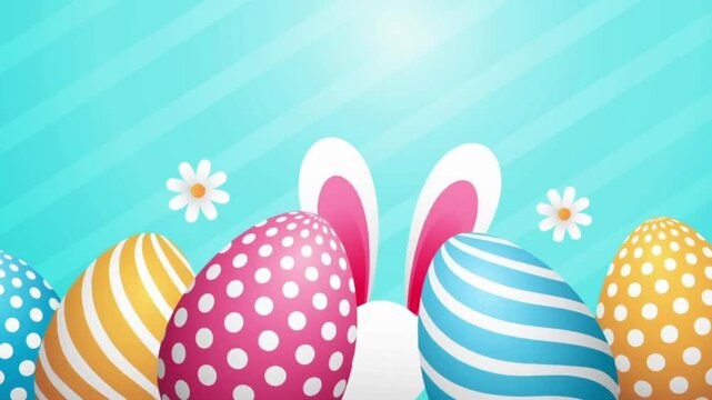 Vibrant Easter Eggs and Bunny Ears Festive Spring Holiday Design