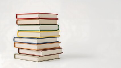 High-Resolution Stock Photo of a Stack of Colorful Books on White Background