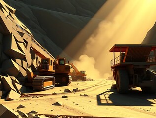 Mining machinery in a canyon