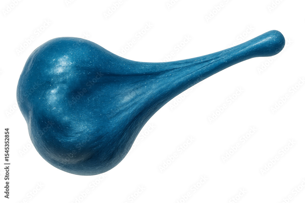 Poster blue slime is stretching and creating a long shape on a transparent background