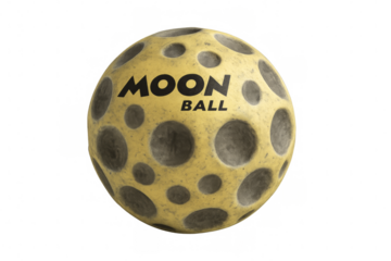 Yellow moon ball rotating on transparent background