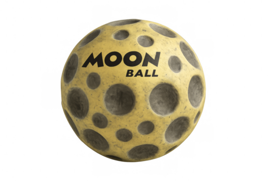 Yellow moon ball rotating on transparent background