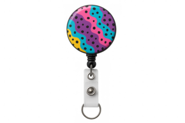 Colorful retractable badge reel with transparent background