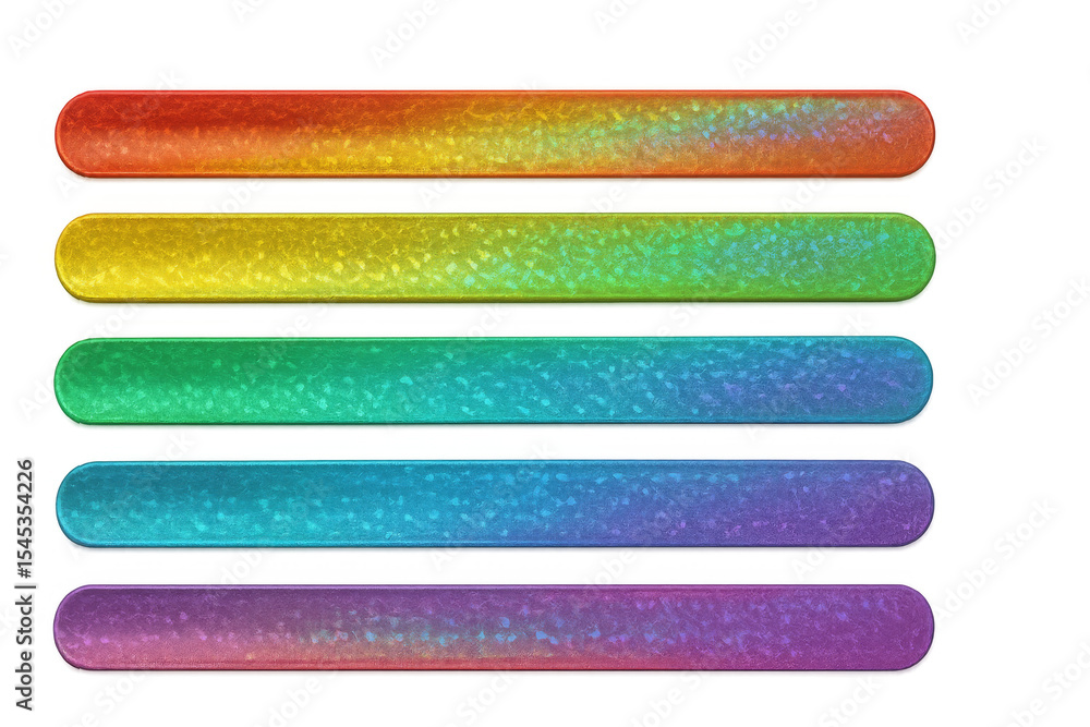 Poster five colorful glossy horizontal banners showing a gradient on transparent background