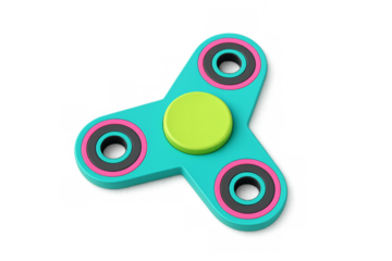 Colorful fidget spinner rotating on transparent background