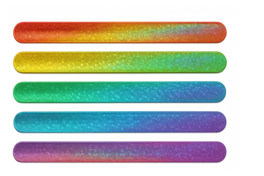 Five colorful glossy horizontal banners showing a gradient on transparent background
