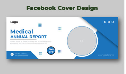 Medical annual report facebook cover and banner design template