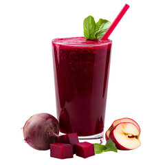 Refreshing Beet and Apple Juice in a Glass with Mint Garnish