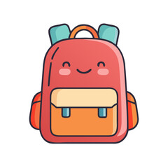 Cute school clipart of backpack. Vector illustration on white background. 