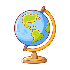 Cute school clipart of globe. Vector illustration on white background.
