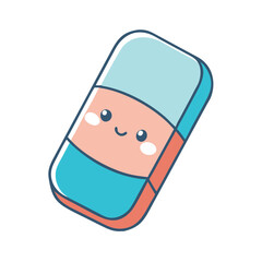 Cute school clipart of eraser. Vector illustration on white background.