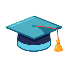 Cute school clipart of graduation cap. Vector illustration on white background.