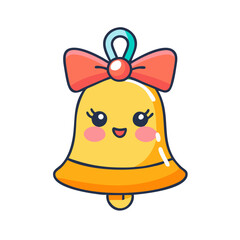 Cute school clipart of bell. Vector illustration on white background.