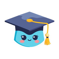 Cute school clipart of graduation cap. Vector illustration on white background.