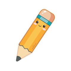 Cute school clipart of pencil. Vector illustration on white background.