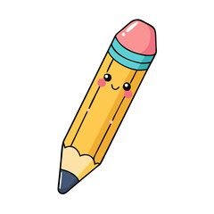 Cute school clipart of pencil. Vector illustration on white background.