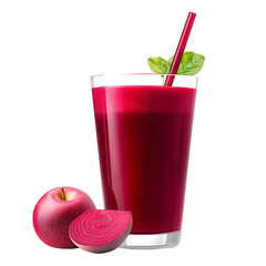 Refreshing Beet and Apple Juice in a Glass with Mint Garnish
