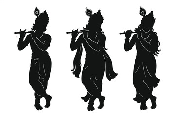 Shree Krishna silhouette on white background EPS