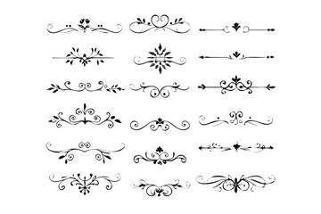 Collection of elegant flourishes and decorative elements for design