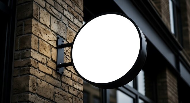 Blank Round Signage  Modern Exterior Shop Sign Mockup for Business Branding and Design Inspiration