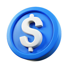 Fototapeta premium 3d render of a blue dollar sign icon isolated on white background