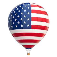 American Flag Hot Air Balloon isolated on a transparent background