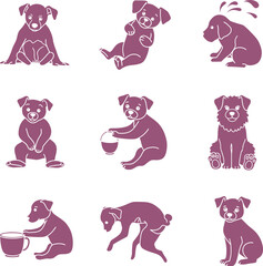 Adorable vector illustration set of cute cartoon bears in various poses and interactions, ideal for children's designs, playful themes, and greeting cards.