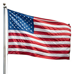 American Flag Waving Red White Blue isolated on a transparent background 3