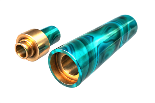 Teal and gold pen components isolated on a white background png