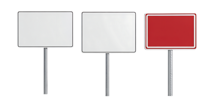 Blank Signage Three Customizable Signs for Your Design On Transparent Background