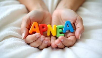 Apnea plastic letters in hands symbolizing sleep disorder awareness and support within neurodiversity