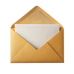 Envelope with card slightly visible isolated on transparent background