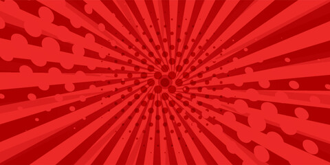 Red comic sunburst effect background with halftone. pop art comic-style vector background. Suitable for templates, sale banners, events, ads, web and pages