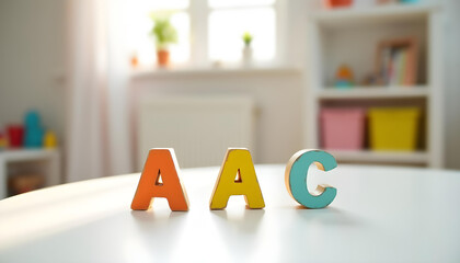 AAC colorful plastic letters on table representing augmentative and alternative communication in neurodiverse education