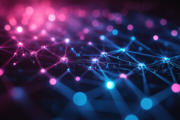 Obraz premium Bright pink and blue background with numerous sparkling lights.