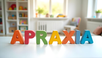 Apraxia plastic letters on table representing motor planning speech disorder and neurodivergent communication support