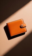 Stylish orange leather wallet minimalist design